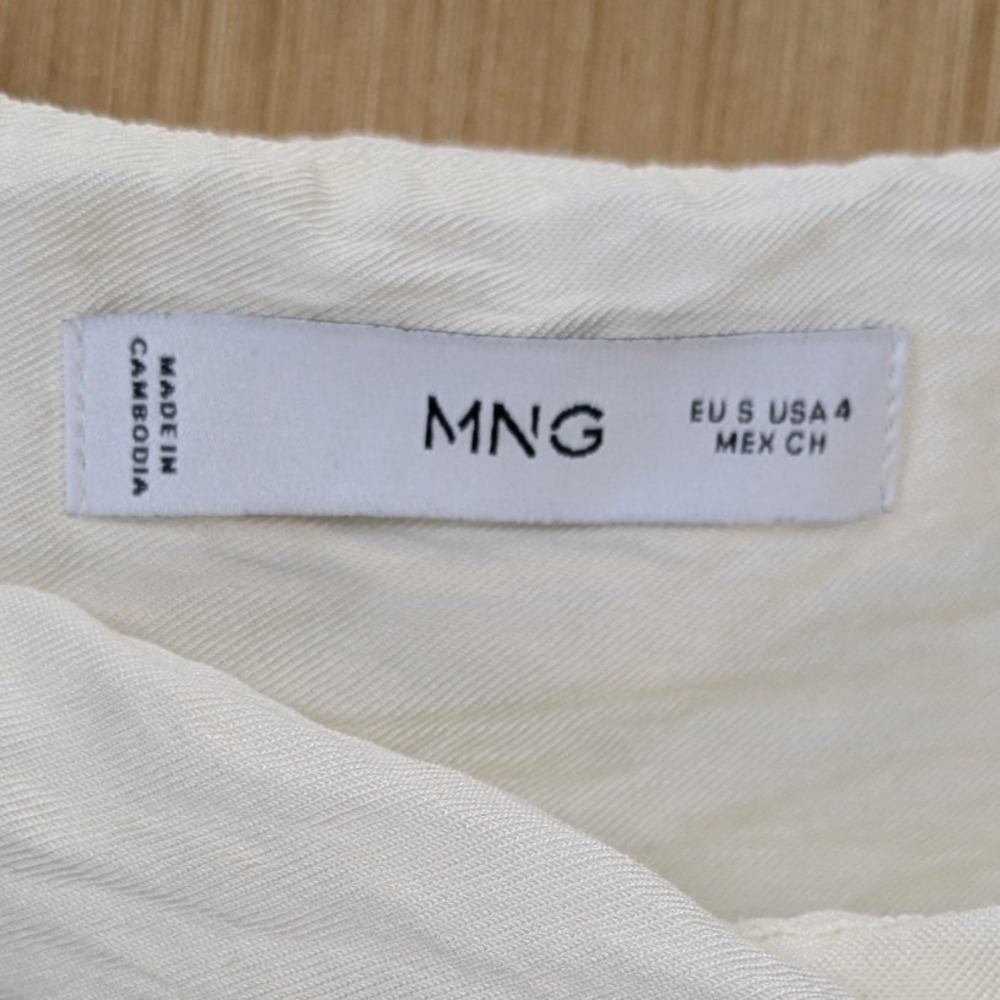 Mango Cream Drape Neck Short Sleeve Blouse - Picture 2 of 11